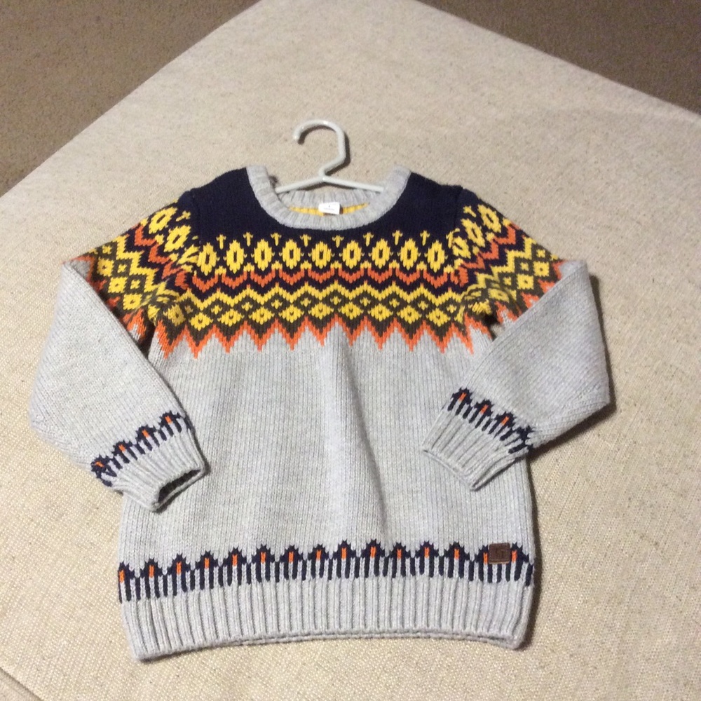 Janie and Jack grey blue orange sweater size 4